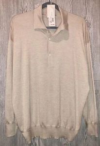 GIORGIOS of Palm Beach Camel Long Sleeve Cashmere Silk Polo Shirt NEW Mens 2XL - Picture 1 of 4
