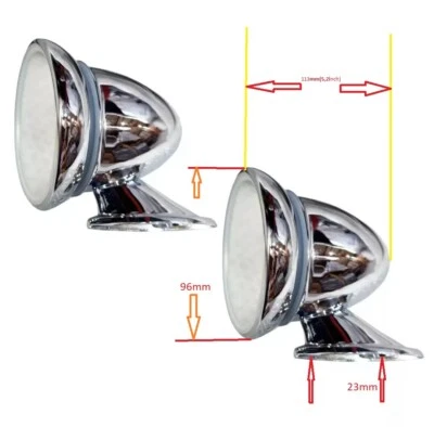 Car Door Mirrors Wing Universal CHROME BULLET TORPEDO EXTERIOR  CLASSIC VINTAGE - Image 1 of 4