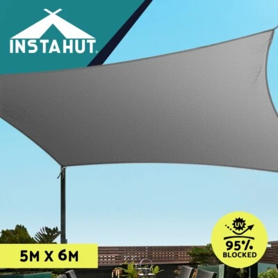 Instahut Shade Sail Cloth Shadecloth Square Heavy Duty Grey Sun Canopy 5x6m - image 1 of 4