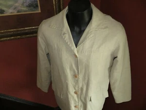 Womens LL Bean Cotton Canvas Jacket Full Zip Light Beige Sz Med EUC - Picture 1 of 9