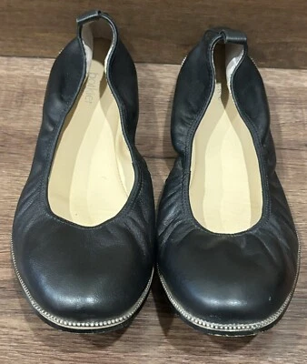 Zapatos planos de ballet para mujer Burlier Mason de cuero negro - talla 8,5 Foto 1 de 4