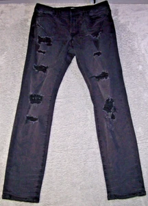 Pantalones de mezclilla Fashion Nova para hombre 33X30 (etiqueta 32) negros desgastados usados - Imagen 1 de 14