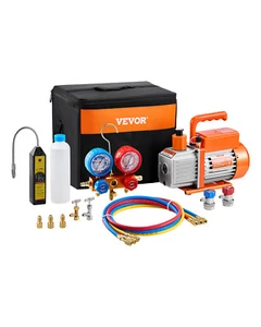 VEVOR Kit Pompa per Vuoto a Palette Rotanti HVAC 2,12L/s Manometro Collettore - Zdjęcie 1 z 12