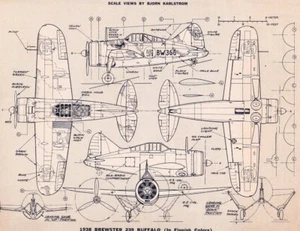 1938 Brewster Buffalo Aircraft drawing 1/20/2023i - Picture 1 of 1