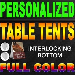 100 Table Tent 4.25" x 12" Folded to 4.25"x6", 100lb Gloss Cover Aqueos Coating - Picture 1 of 1