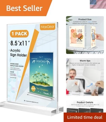 Soporte de exhibición de acrílico transparente de alta calidad 8,5x11 - Uso minorista y de oficina Foto 1 de 4