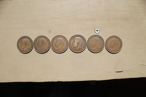 Six British Coins King George V  1916,21,27,35,36,36 - Picture 1 of 9