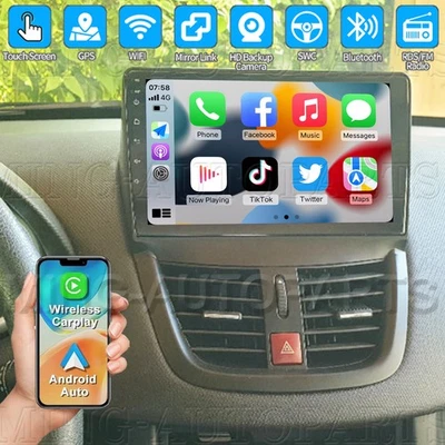 Per Peugeot 207 CC 2006-2015 9" Android 14 Autoradio GPS Navi SWC CarPlay 4+64GB - Immagine 1 di 4