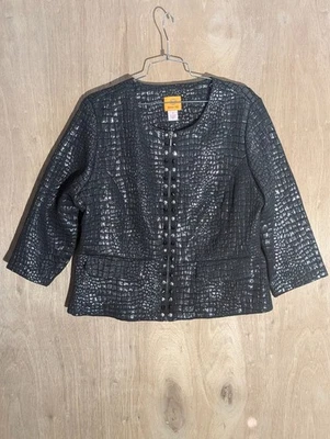 ruby rd jacket womens size 16 long sleeve metallic studded full zip black - Image 1 of 4