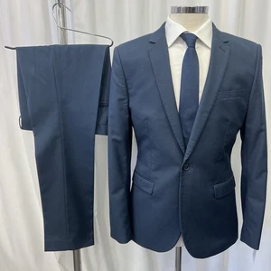 TOPMAN Men's Skinny Fit Suit - Airforce Blue 2-Piece - 40R Jacket 34W Trousers - Picture 1 of 21