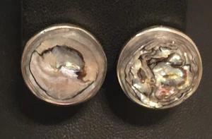Vintage Sterlingsilber 925 irisierende Abalone Muschel Schraubverschluss Ohrringe 3/4" - Bild 1 von 15
