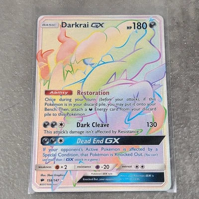 Pokémon TCG Darkrai GX 158/147 Rainbow Secret Rare NM/M Burning Shadows - Image 1 of 4