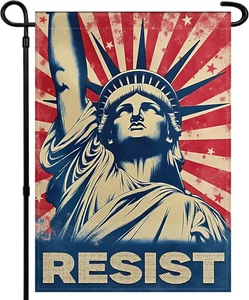 Estatua de la Libertad Resiste Jardín Bandera para Exterior 12X18 Anti Trump Protesta Bandera a - Imagen 1 de 12