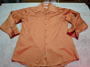 Geoffrey Beene Hemd Herren XL 17 (34/35) Rost Satin Designer City Arbeit Knopfleiste - Bild 1 von 7