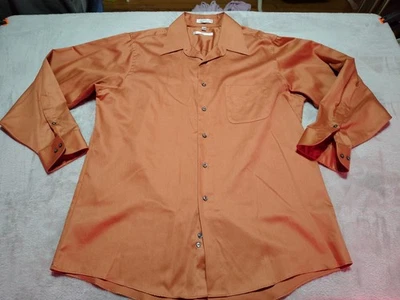 Camisa Geoffrey Beene Para Hombres XL 17 (34/35) Satén Óxido Diseñador Ciudad Trabajo Abotonada Foto 1 de 4