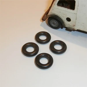 Tri-ang Minic Tires 19mm Black Tyres Set of 4 Cast Hubs Pack #119 - Picture 1 of 6