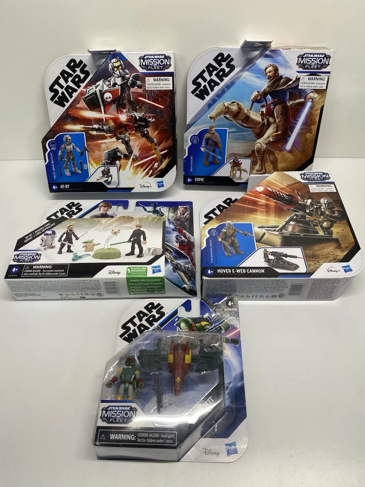 Star Wars Mission Fleet Lote De 5 Novas Eopie, AT-RT. E-Web, Boba Fett, Grogu, Luke - Imagem 1 de 4