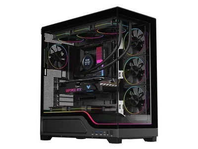 DIYPC IDX5-BK-ARGB Black Dual USB3.0/Type C Tempered Glass ATX Gaming Computer - Image 1 of 4