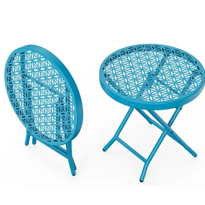 Mesa auxiliar plegable de 1 pieza para patio comedor resistente y duradera exterior jardín azul Foto 1 de 4