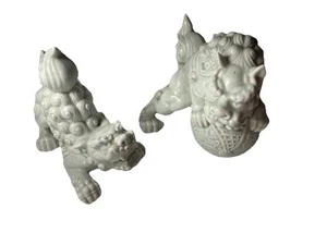 **Porcelain Ice Blue Asian Foo Dog Lions-2** 60325 M0353 006 - Picture 1 of 11