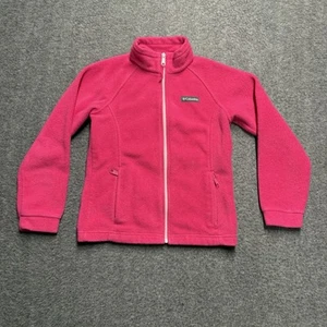 Columbia Full Zip Fleece Jacket Girls Youth Medium 10/12 Pink Pockets Sweatshirt - Picture 1 of 4