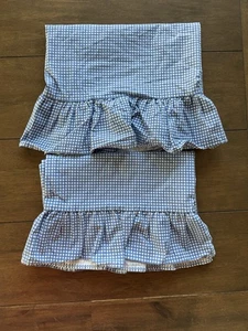 Ralph Lauren Blue White Small Check Gingham Standard Ruffled Pillowcases - Picture 1 of 7