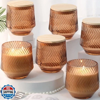6 Pcs 13.5 OZ Terracotta Large Candle Jars for Making Candles, Ribbed Unique  - Image 1 of 4