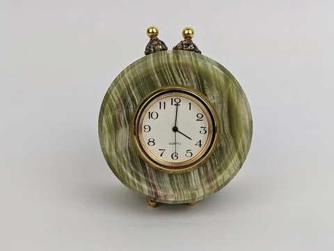 Vtg Vermont Marble Museum Exhibit 2.75" Desk Clock Onyx GORGEOUS MCM Cover