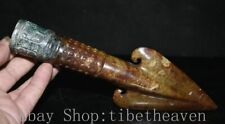 8.8" Rare Old Chinese Hetian Jade Carving Dynasty Palace Spear Weapon