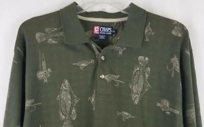 Camisa Polo Chaps Ralph Lauren Pez XXL Verde Oliva Ganchos Carrete 2X LS Foto 1 de 4