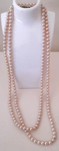 VERY LONG VINTAGE HEAVY GLASS FAUX PEARL BEAD NECKLACE 150cms long #AA - Picture 1 of 5