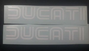 Ducati White doubline sticker / decal pair 183mm x 30mm for early model Ducati's - Picture 1 of 9