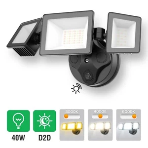 3 Heads LED Security Wall Lamp 40W Dusk to Dawn Outdoor IP65 Waterproof Light - Picture 1 of 11