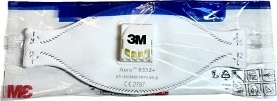 120x Schutzmaske Atemschutz Maske 3M 9332+ Aura FFP3 mit Ventil (MHD Juli 2025)