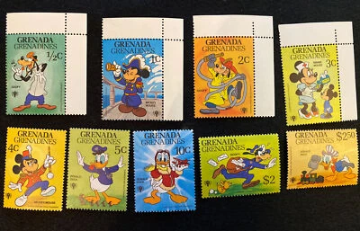 GRENADA GRENADINES Disney Stamps 1979 Complete Set 9 Pieces Good Condition - Image 1 of 4