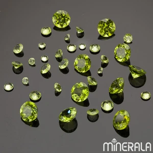 NATURAL GREEN PERIDOT ROUND SHAPE FACETED LOOSE GEMSTONE 1.3mm-8mm WP000B2 - Picture 1 of 17