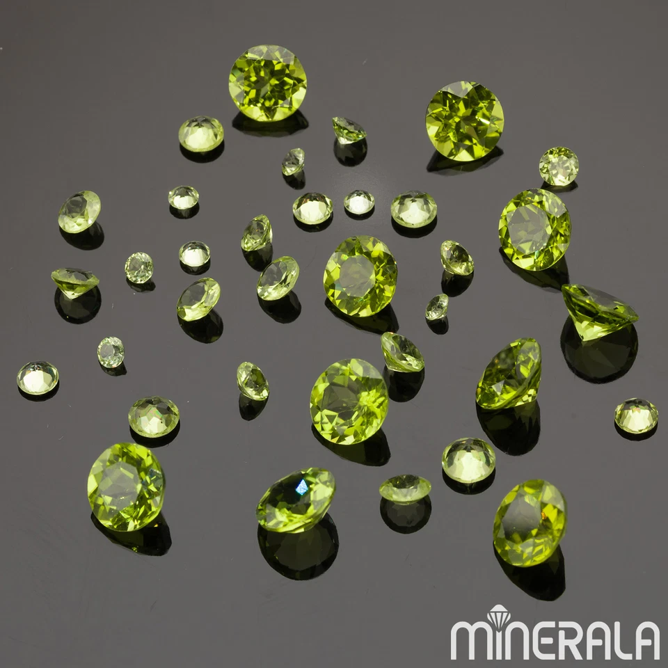 Natürliches Grün Peridot Runde Form Facettiert Lose Edelstein 1.3mm-8mm WP000B2 - Bild 1 von 3