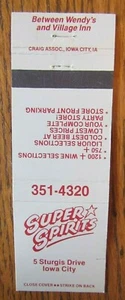 LIQUOR STORE: SUPER SPIRITS (IOWA CITY, IOWA) MATCHBOOK MATCHCOVER -F1 - Picture 1 of 1
