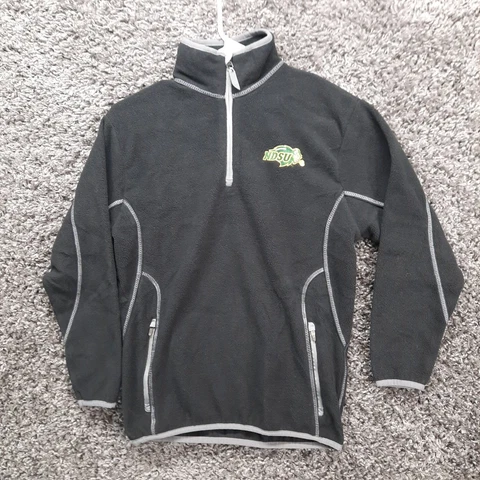 NDSU Bison Fleece Jacket Adult Medium Black Pullover Sweater 1/4 Zip Pockets Cover