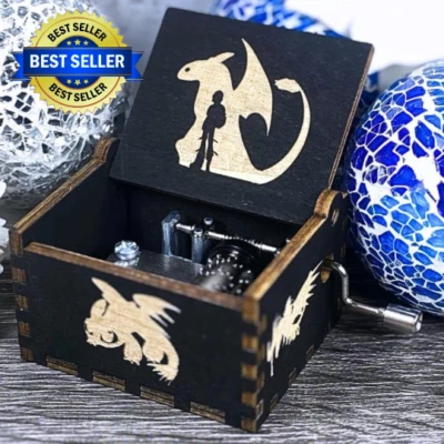 MARTKETPLACEFAD How to Train your Dragon Handmade Carved Wooden Music Box Romantic Flight V.1