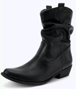 MaxMuxun Women's 11 Western Cowgirl Boots with Low Heel Mid Calf Pointed Toe - Picture 1 of 6