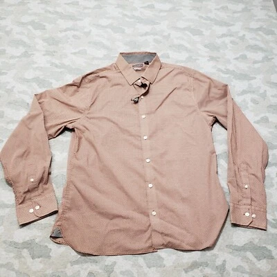 Van Heusen Shirt Mens Large Brown Slim Fit Long Sleeve Button-Up Geo Print NWT - Image 1 of 4
