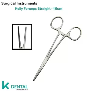 Cirugía Pinzas Hemostática Kelly recto 16cm Artery Clamp Locking Forceps Surgery - Imagen 1 de 5
