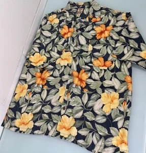 Camicia hawaiana Tommy Bahama XL 100% seta floreale Aloha Camp con bottoni - Foto 1 di 7