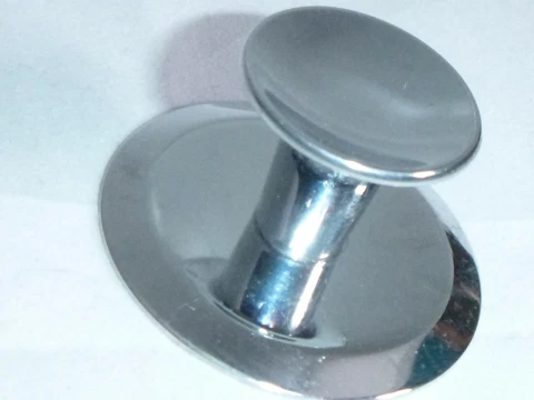 Vtg 1" Concave Round Chrome Pull Knob Cabinet Hardware W/ 1.75" Backplate Cover