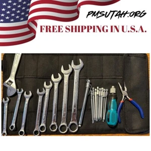 Roll Up Motorcycle Tool Kit Bag Pouch Pockets Heavy Duty Metric Wrench Set Tools - Picture 1 of 8