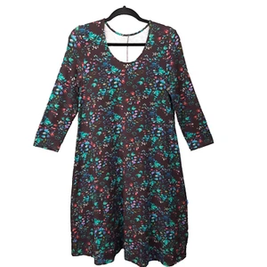 Vestido Floral Oscuro Granate Hill Para Mujer Pequeño Tencel Jersey Tejido Carrera Oficina Boho - Imagen 1 de 11