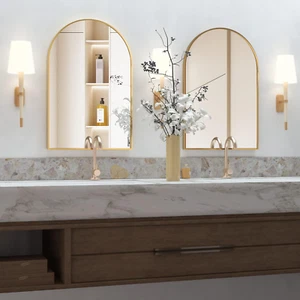 Wall Mounted Mirror, Arched Wall Mirror for Bathroom, 20"X30" Arch Bathroom Mirr - Picture 1 of 7
