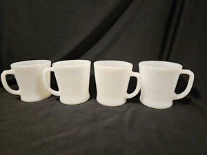 VTG Fire King Anchor Hocking White Milk Glass DHandle Coffee Cup 10 oz Lot of 4 - Picture 1 of 9