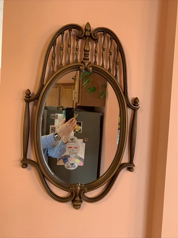 Vintage Syracuse Ornamental Co. Vanity Mirror Syroco Wood Ornate Framed 31” Mint Cover